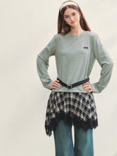 Plaid Lace Patchwork Knit Dress - CHINASQUAD