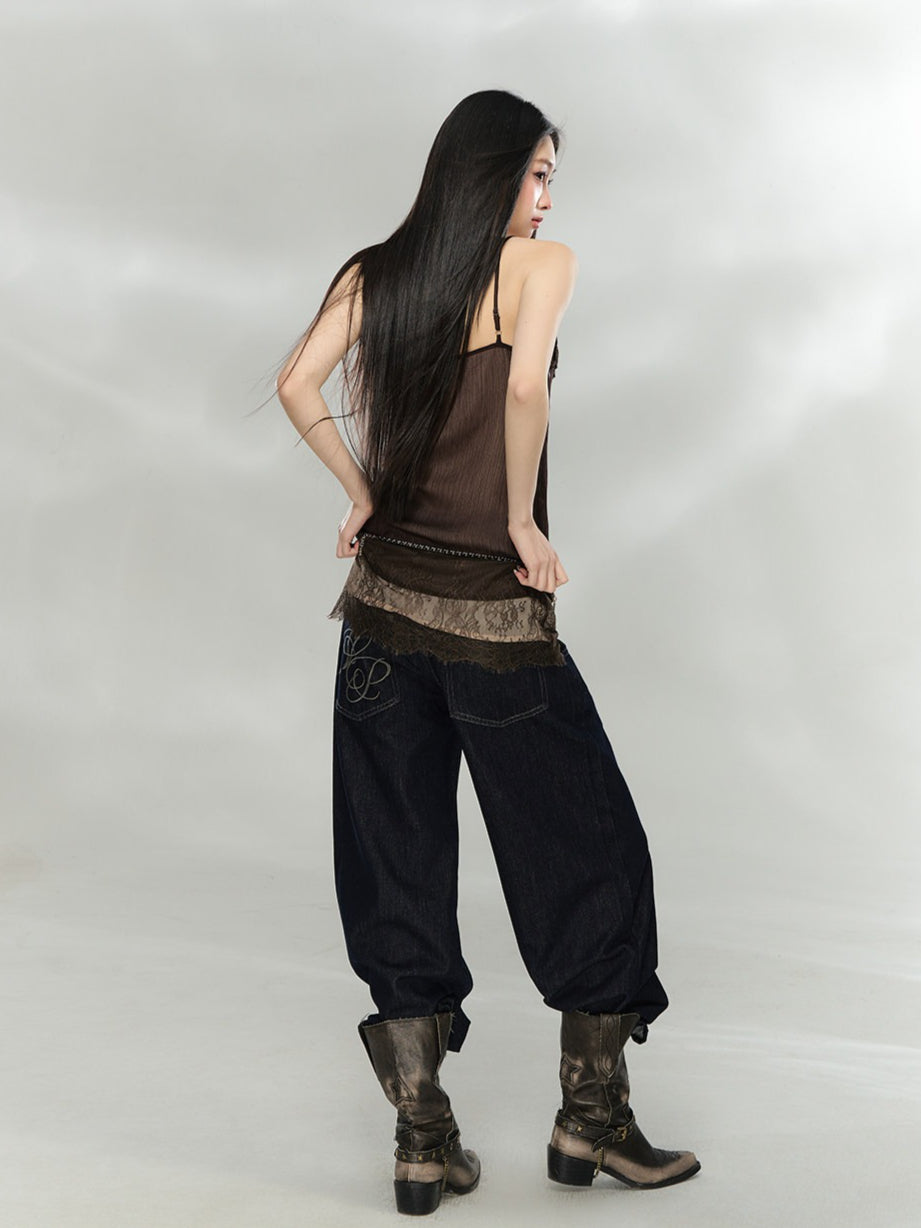 Vintage Raw Denim Straight-Leg Jeans