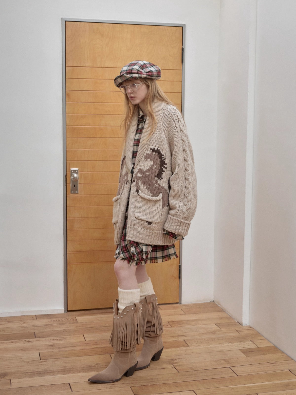 Pointed-Toe Studded Tassel Martin Boots