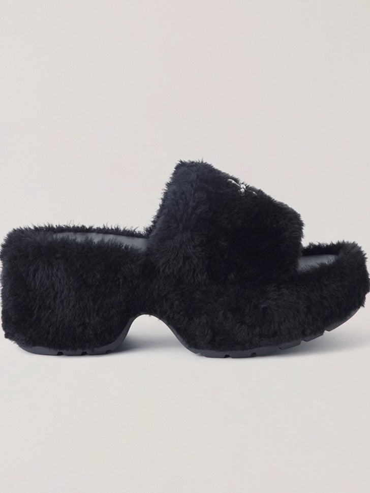 Cross Relic Shearling Heel Mules