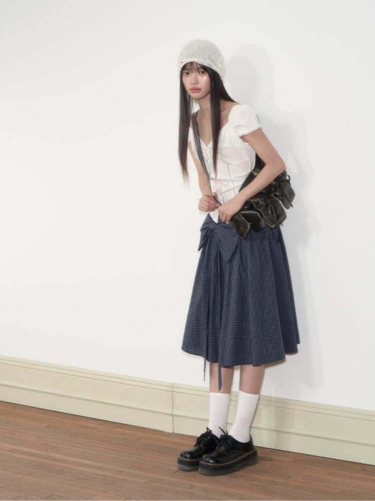 Lapel Waist-Cinching Lace Elastic Shirt - CHINASQUAD