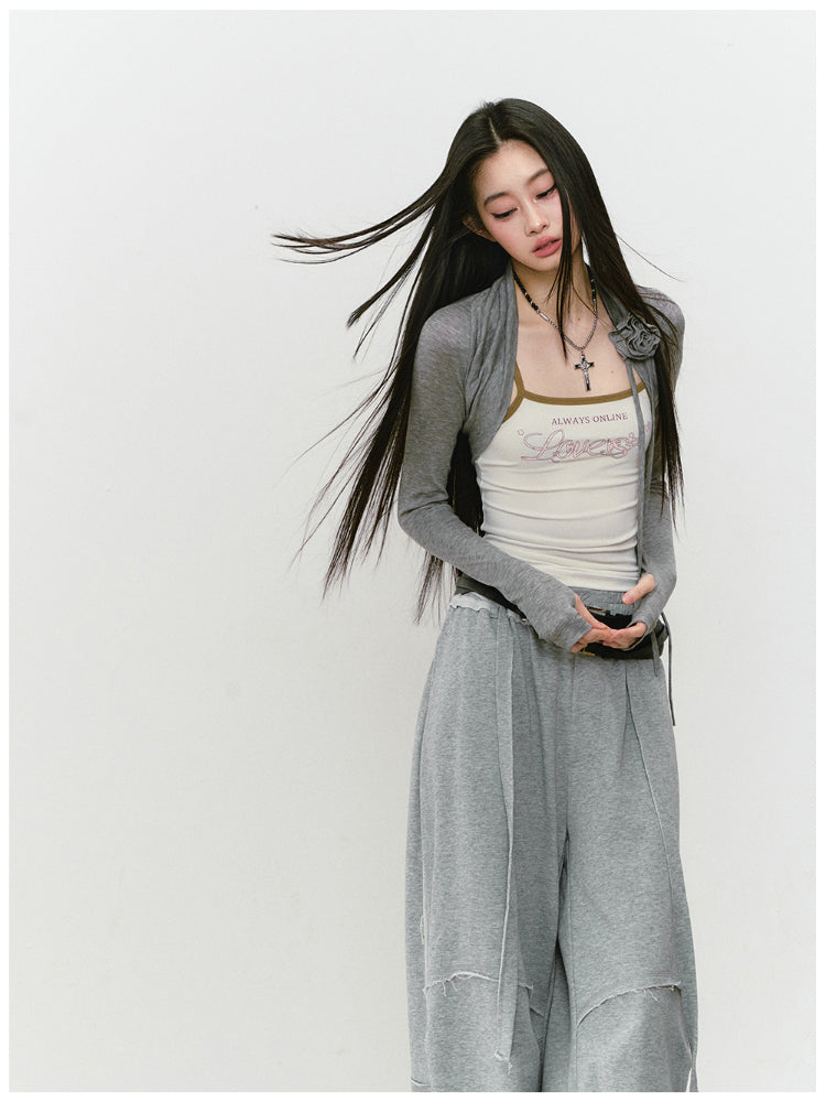 Color-blocked Raw-edge Wide-leg Pants - CHINASQUAD