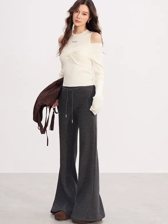 High-Waisted Fleece-Lined Micro-Flare Pants