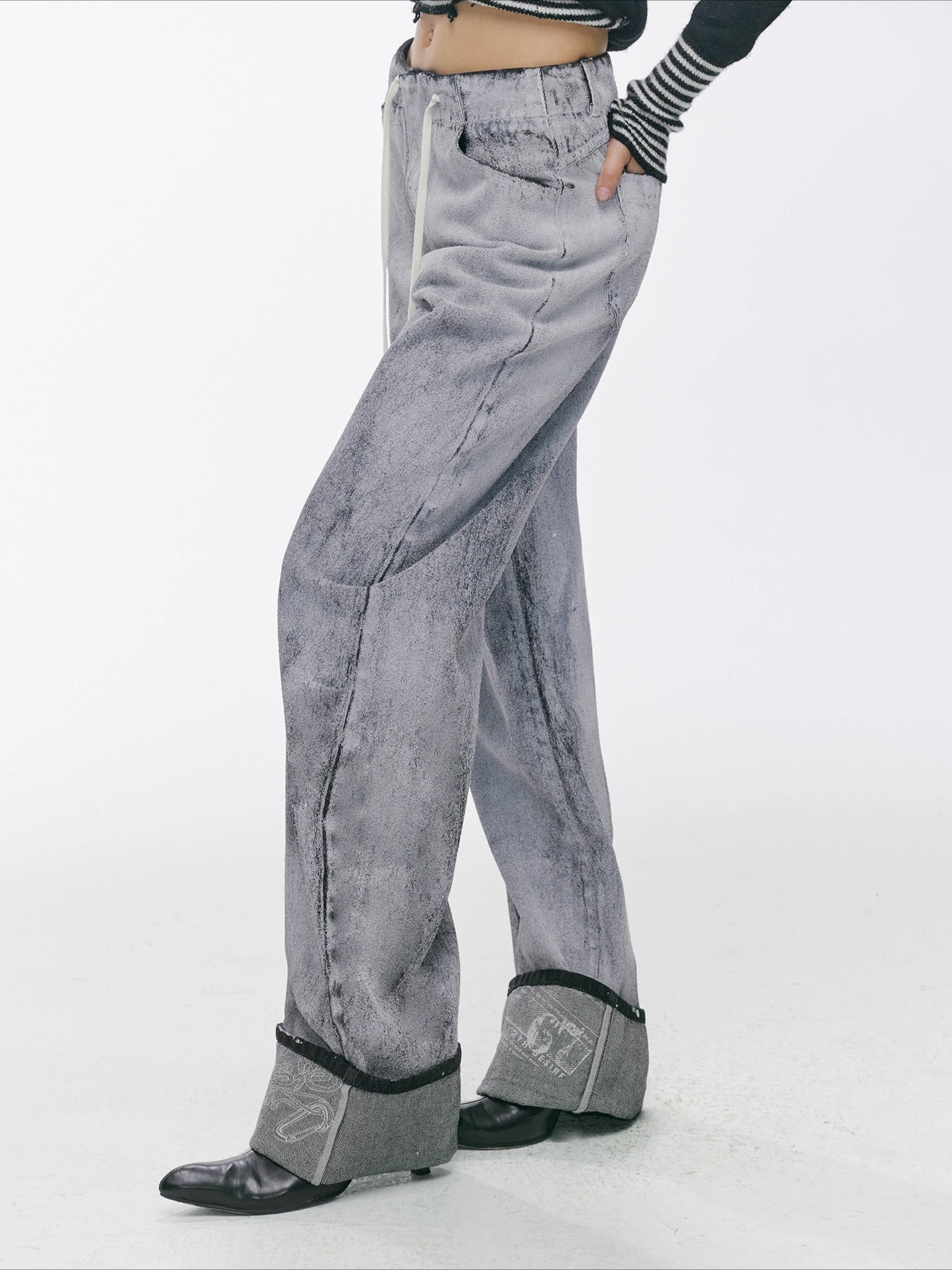 Vintage Washed Straight-Leg Denim Pants