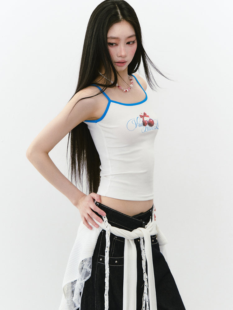 Colorblock Letter Print Cami Top - CHINASQUAD