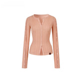 Button-Down Waist-Cinched Lyocell Knit Cardigan - CHINASQUAD