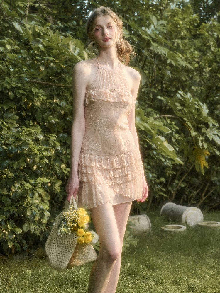 Pink Lace Slip Dress - CHINASQUAD