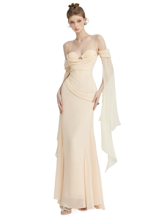 Jasmine Chiffon Backless Fishbone Strappy Dress - CHINASQUAD