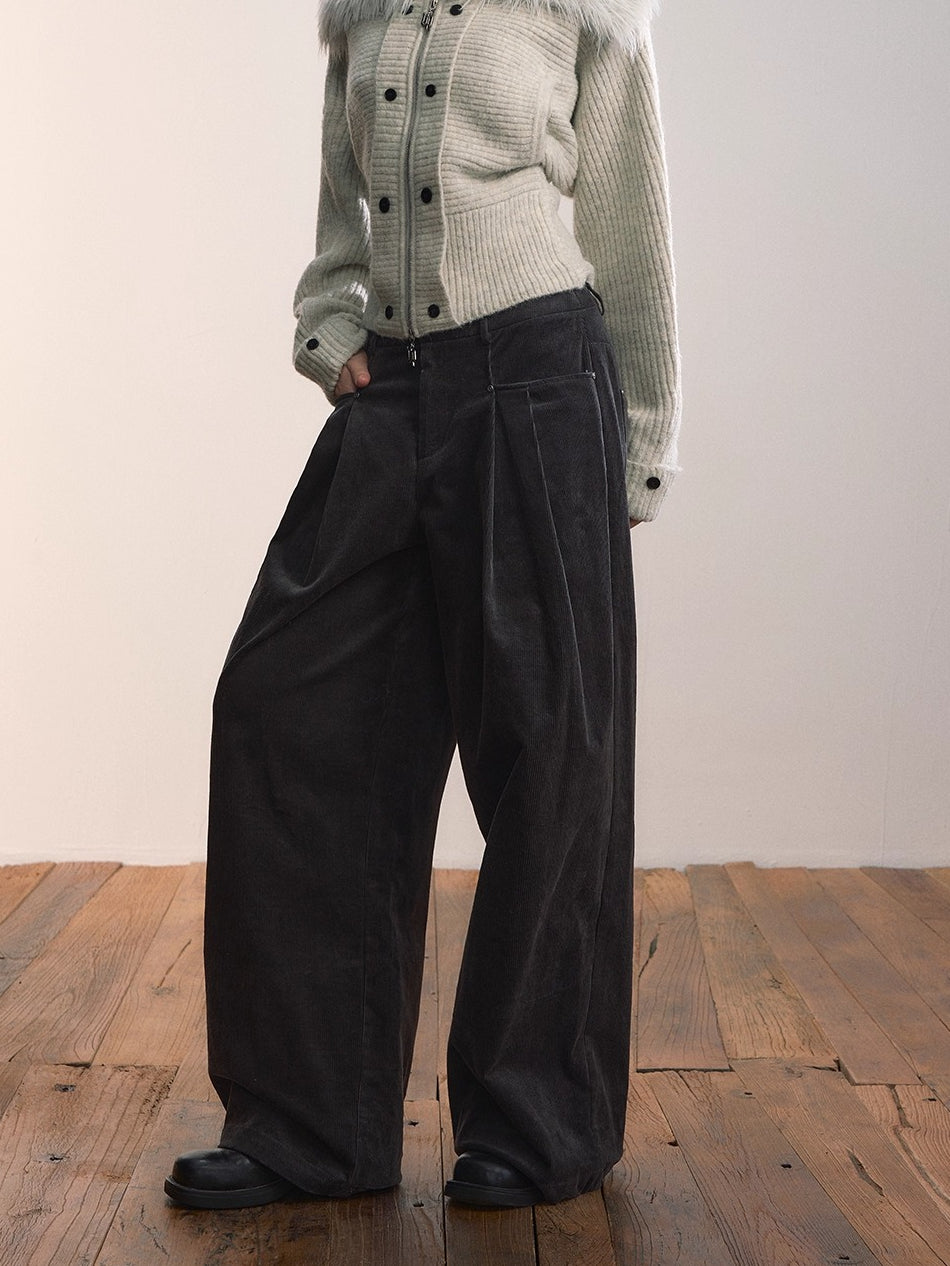 Corduroy Pleated Relaxed Trousers