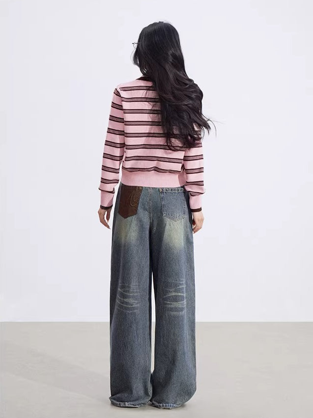 Collegiate Stripe Polo Knit Sweater