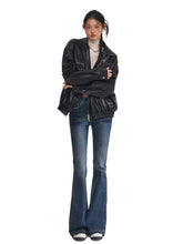 Black & White Vintage Silhouette Collar Moto Jacket - CHINASQUAD
