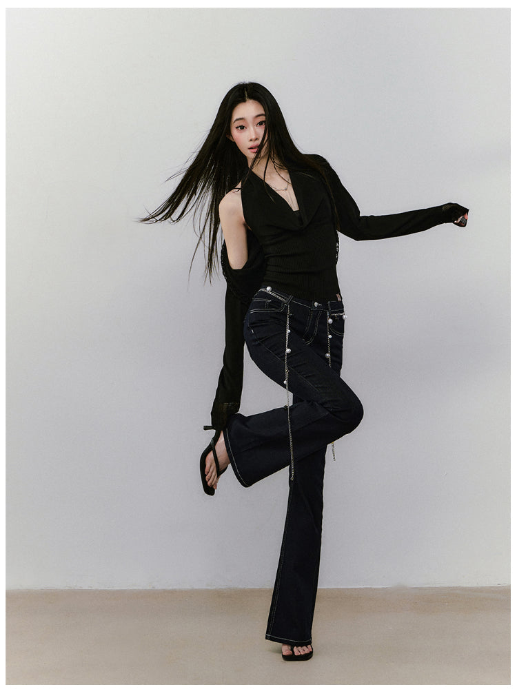 Heavy-duty Knitted Draped Neck Tank Top Set - CHINASQUAD
