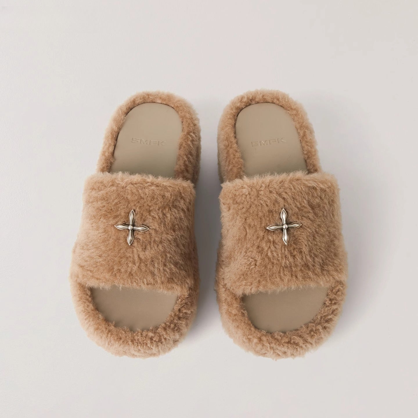Cross Relic Shearling Heel Mules