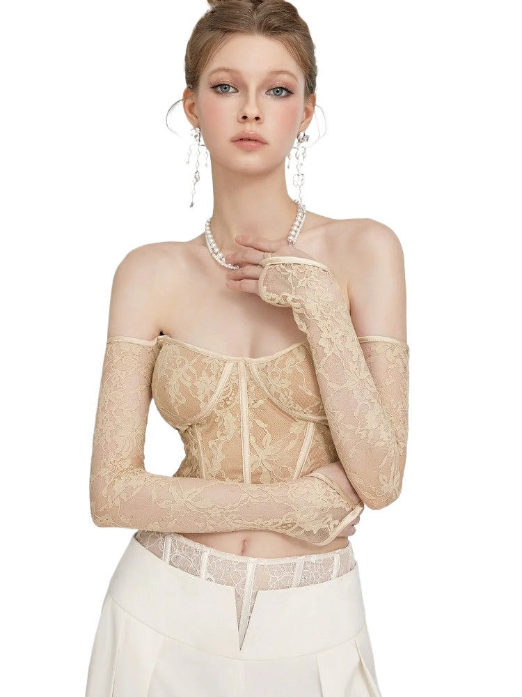 Camila Lace Rhinestone Fishbone Bustier - CHINASQUAD