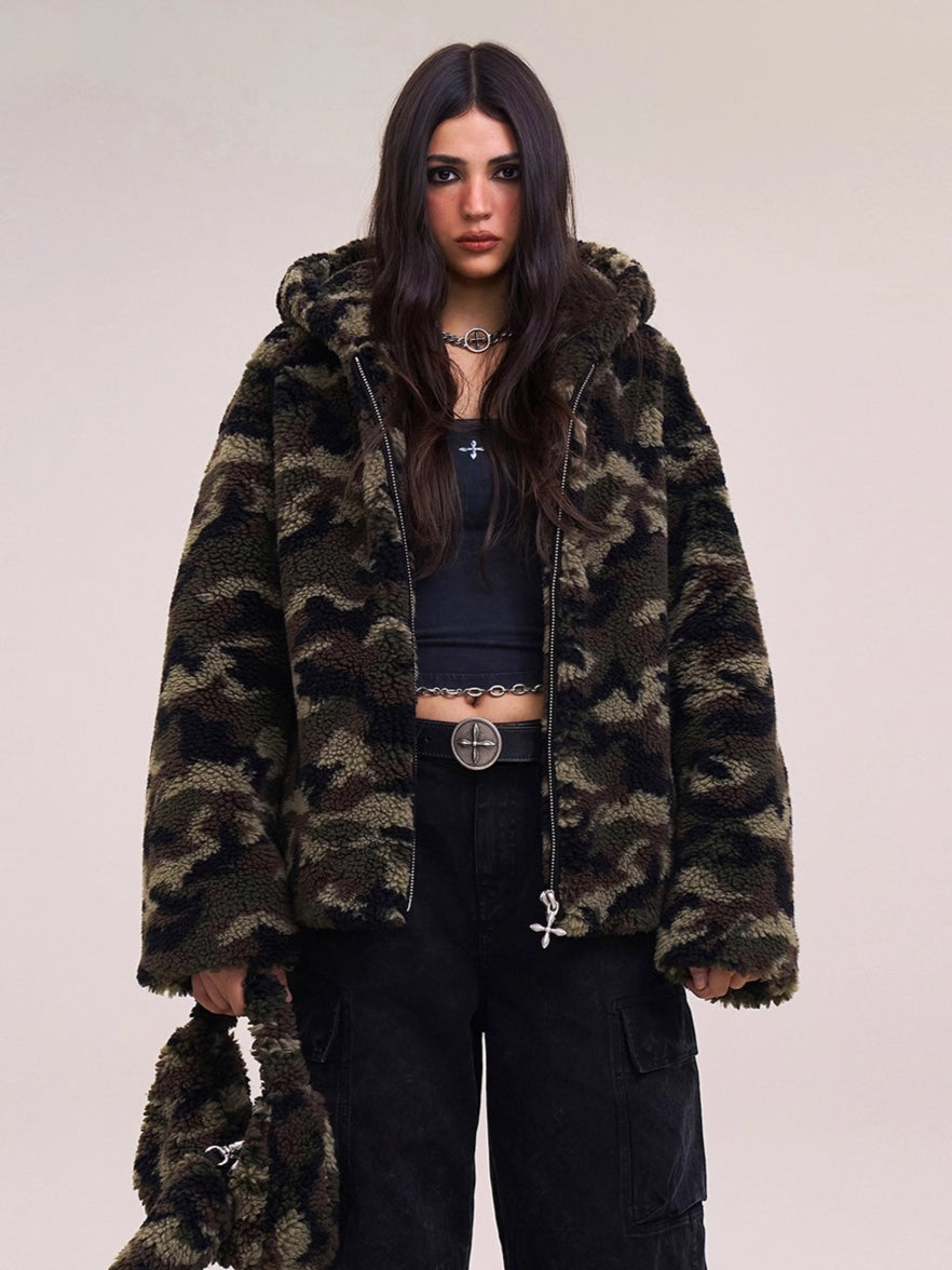 Cross Relic Oversized Faux Fur Hoodie