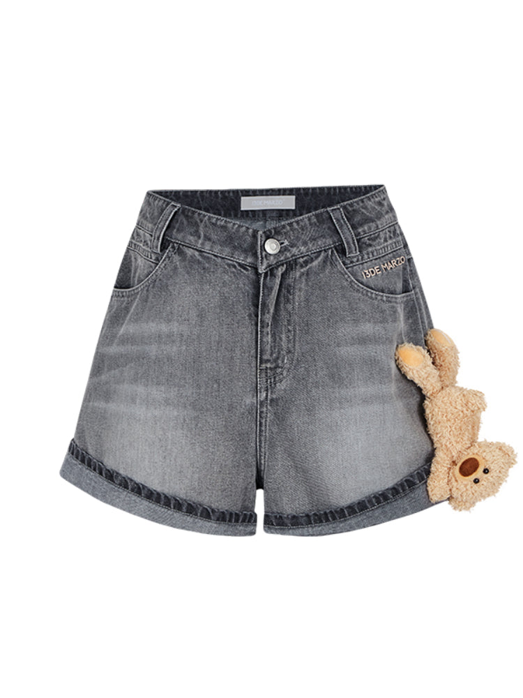 Cuffed A-Line Denim Shorts - CHINASQUAD
