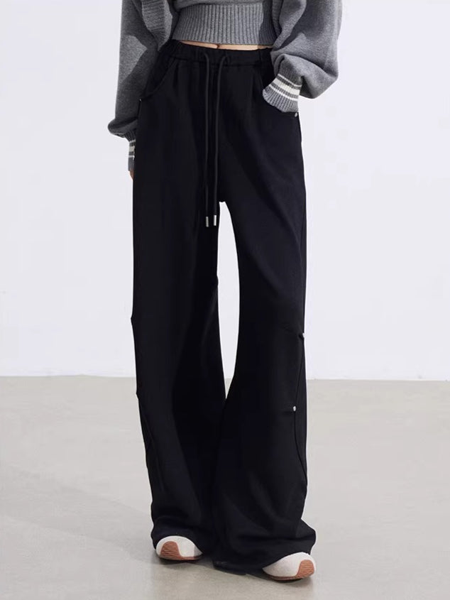 Sculpted Drape Curved-Leg Wide Pants