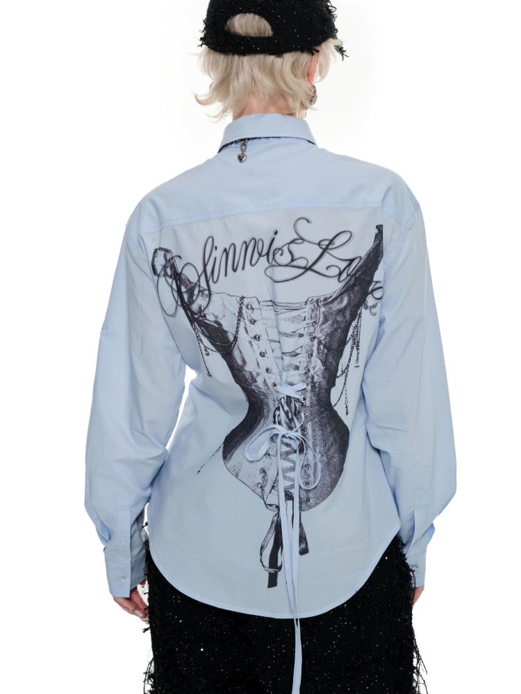 Black & Blue Tie Print Slim Fit Shirt - CHINASQUAD