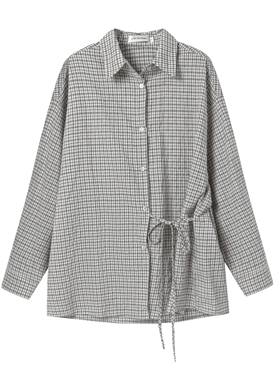 Khaki & Black Retro Check Shirt & Skirt Set - CHINASQUAD