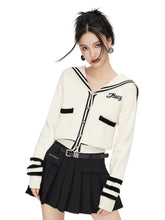 Black & Off-white Patchwork Lapel Sweater - CHINASQUAD