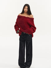 Off-Shoulder Sweater Knitted Pullover - CHINASQUAD