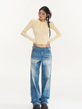 Black & Yellow Wool Polo Knit Top - CHINASQUAD