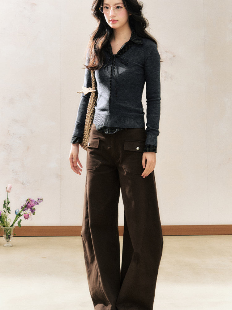 Two-Tone Pullover Sweater College Style Short Knit - CHINASQUAD