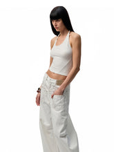 Slanted U-Neck Knot Embroidery Vest - CHINASQUAD