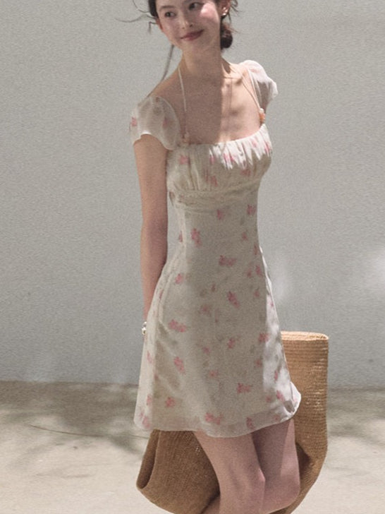 Moonlit Beaded Halter Waist-Cinched Dress