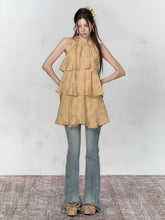 Mustard Yellow Halter Floral Dress - CHINASQUAD
