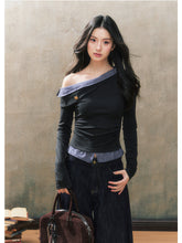 Off-Shoulder Plaid Patchwork Blouse - CHINASQUAD