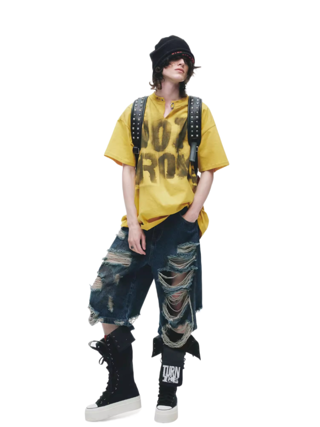 Hand-Sprayed Graffiti Distressed Oversized T-Shirt