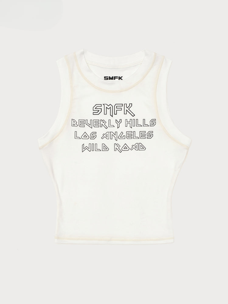 Sleeveless Outer - wear Lettered Sports Top - CHINASQUAD