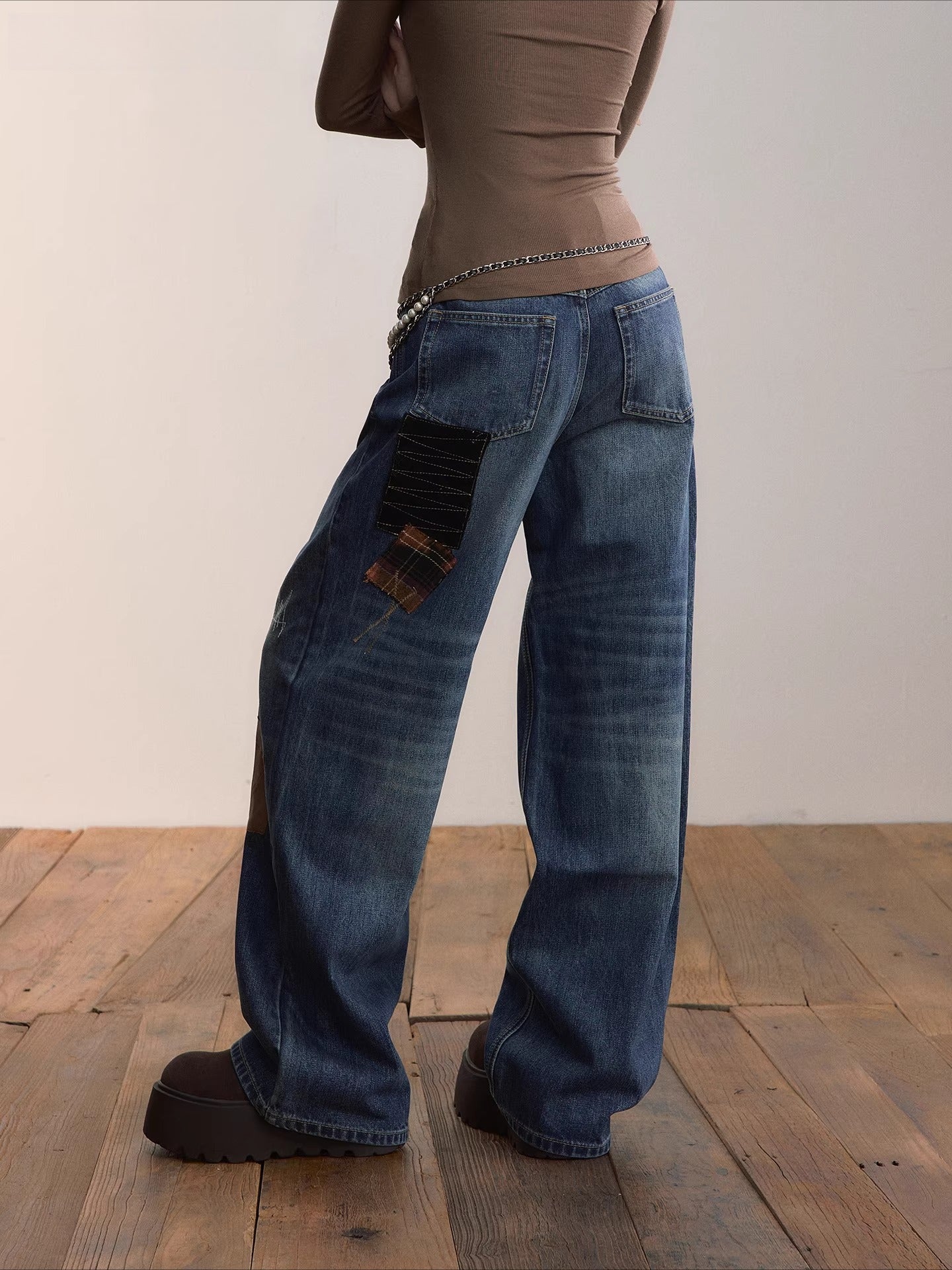 Nomad Patchwork Contrast Denim Jeans - CHINASQUAD