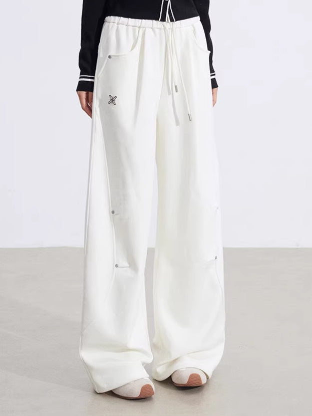 Sculpted Drape Curved-Leg Wide Pants