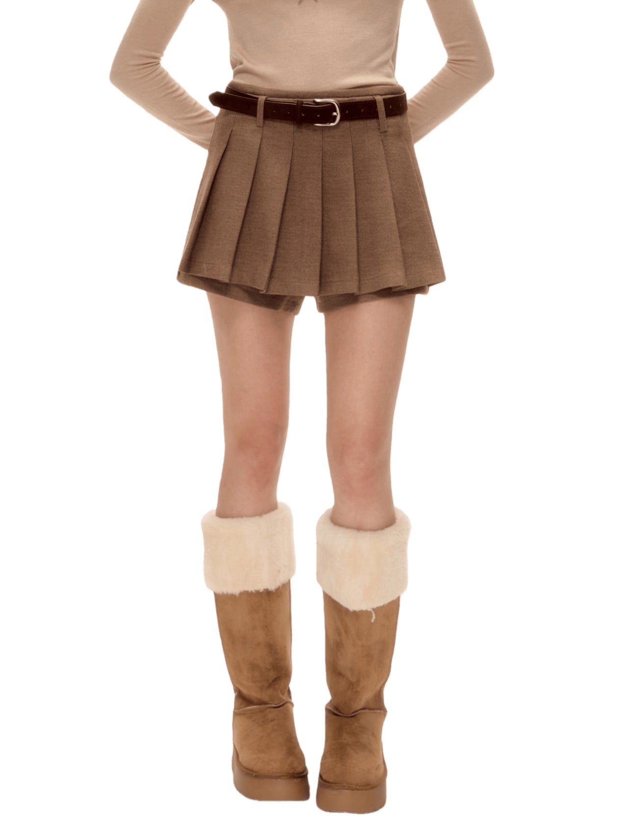 Mohair Blend Pleated Mini Skirt