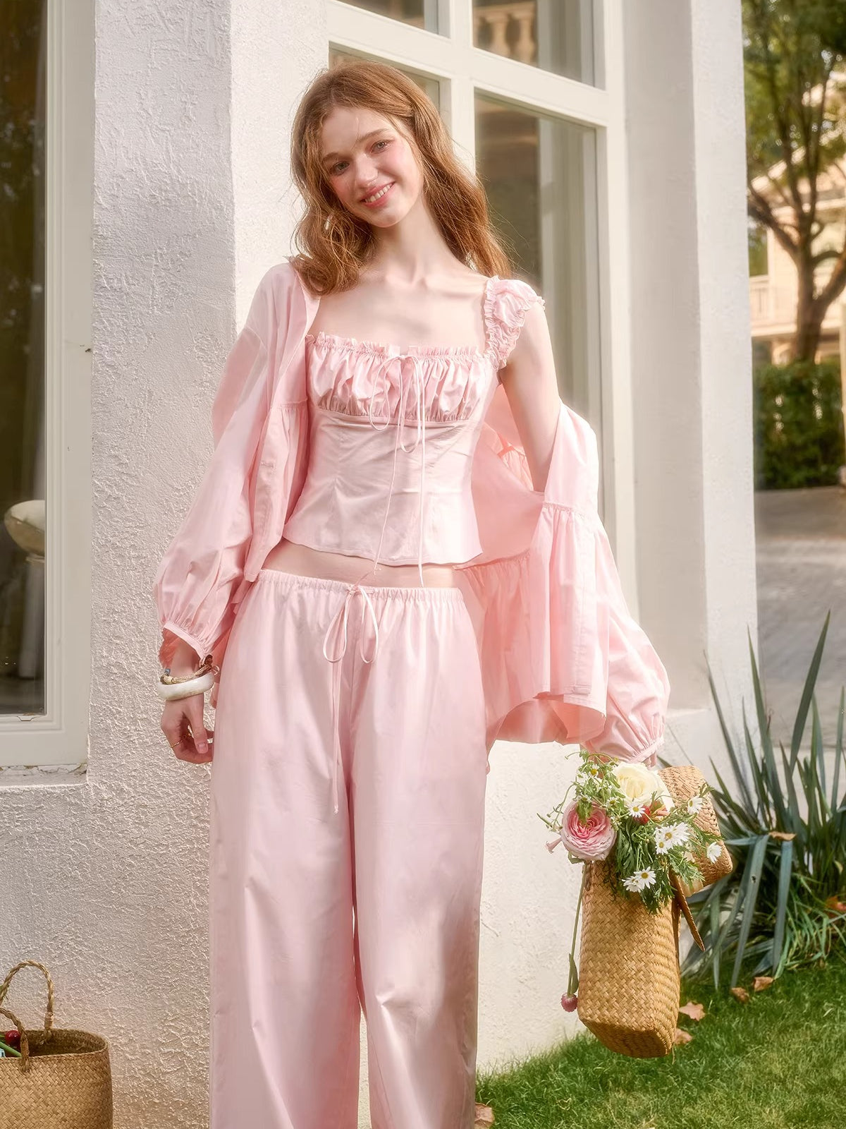 Embroidered Shirt Dress & Slip Dress Set