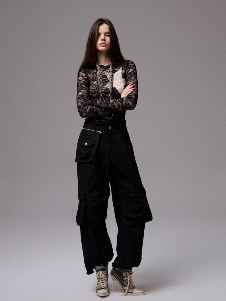 Color-Block Patch Lace Bottoming Top