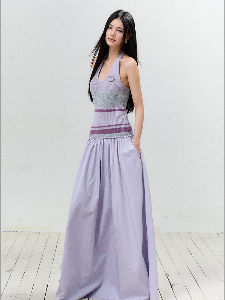 V-Neck Halter Backless Dress - CHINASQUAD
