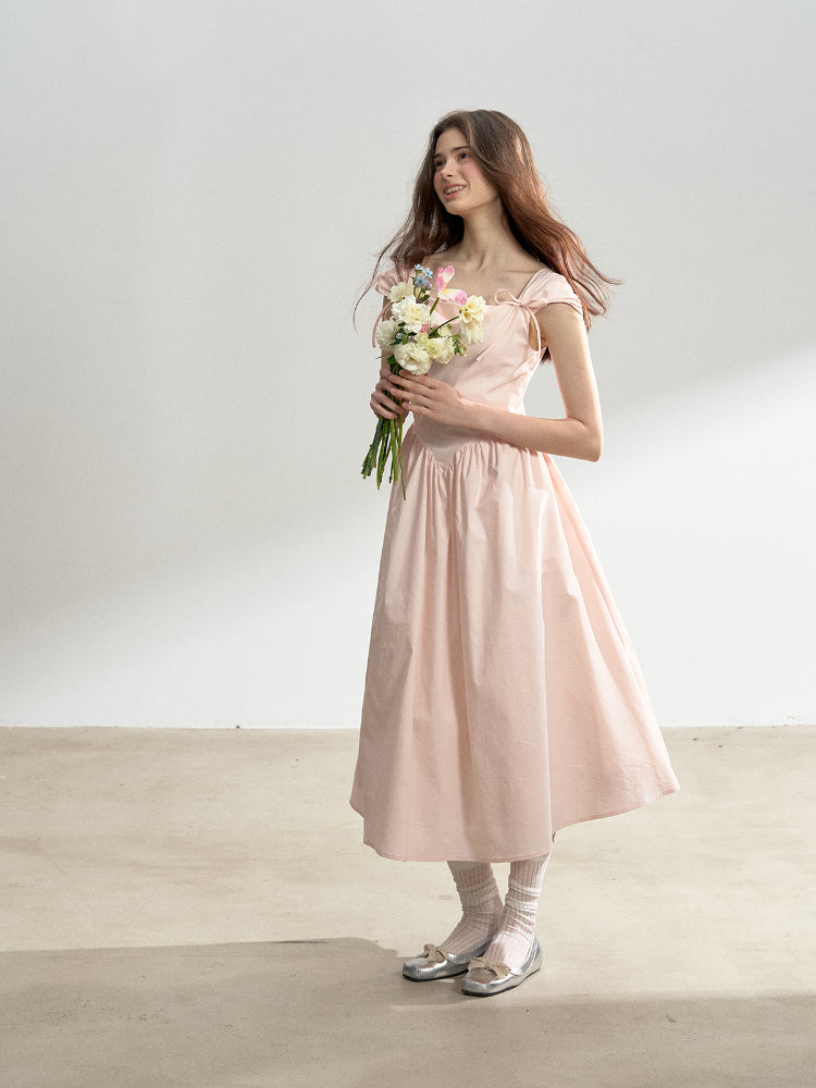 Pink French Vintage Strap Dress - CHINASQUAD