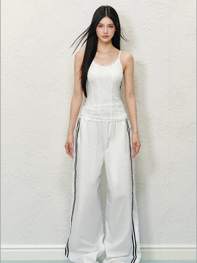 Lace-Style Spaghetti Strap Tank Top - CHINASQUAD