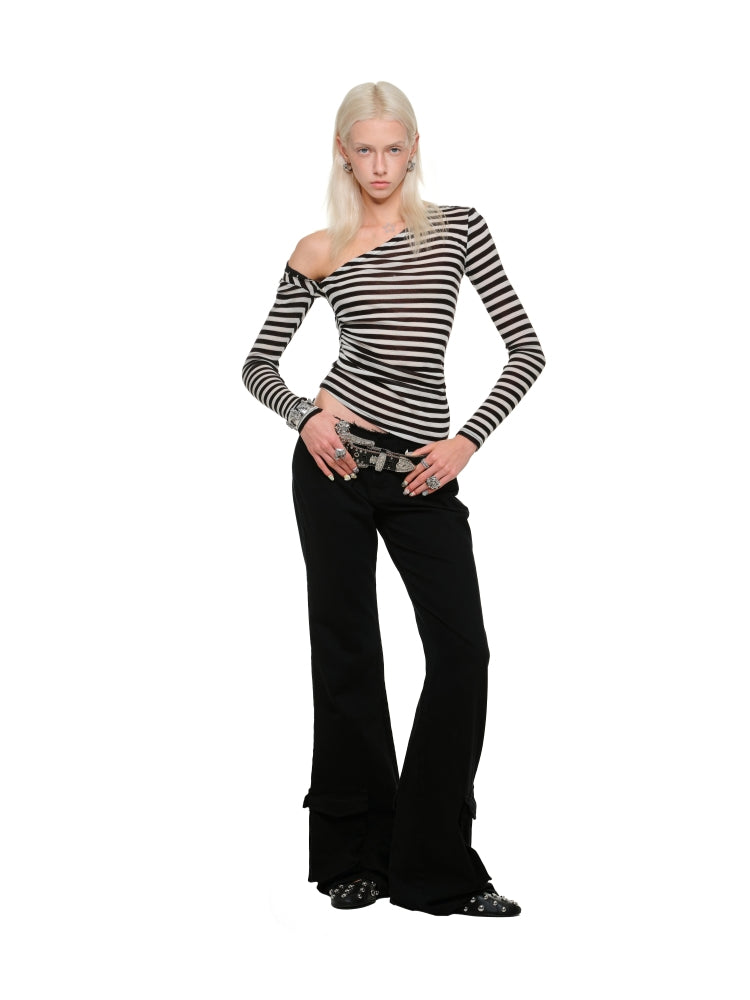 Deconstructed Buttoned Asymmetrical Shoulder Crewneck - CHINASQUAD