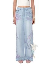 Ocean-Inspired Graffiti Denim Jeans - CHINASQUAD
