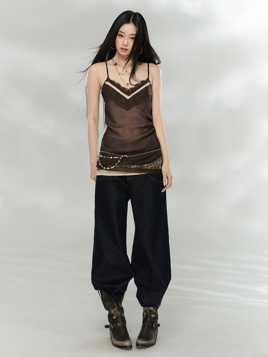 Vintage Raw Denim Straight-Leg Jeans