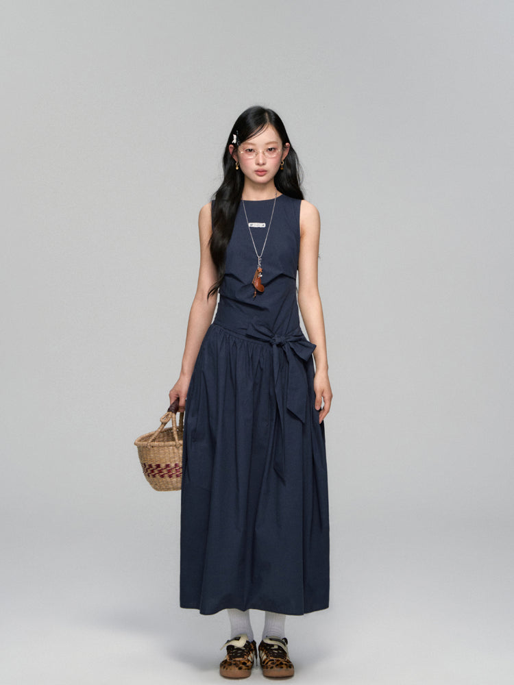 Sleeveless Tie-Waist A-Line Sundress - CHINASQUAD