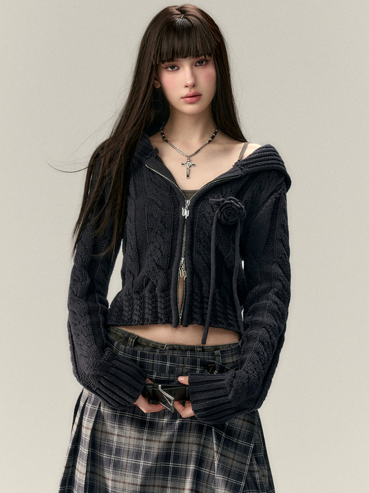 Cable-Knit Cardigan Sweater - CHINASQUAD