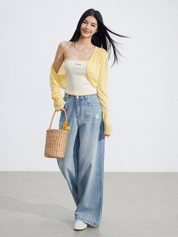 Shawl Cardigan and Bandeau Two-Piece Set
