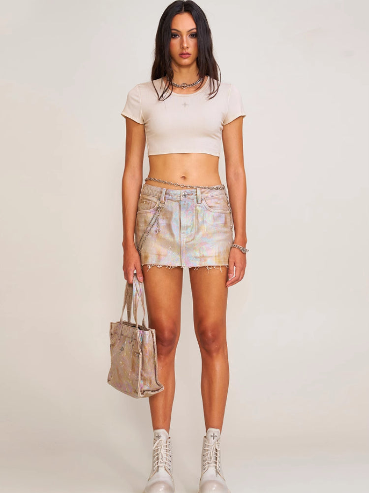 Vintage Storm Fade Dye Silk Gym Short Tee Fading Desert