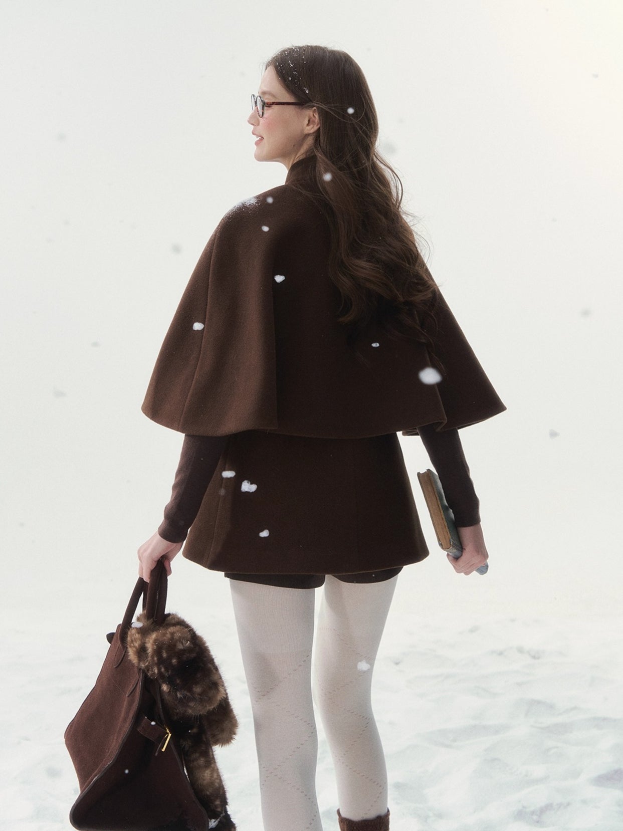 Double-Breasted Bow-Tie Cape Jacket