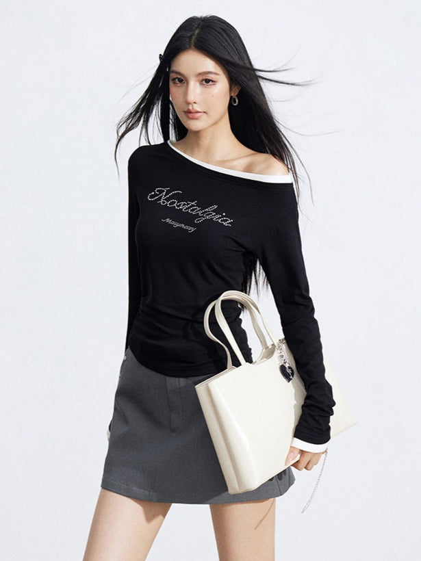 Rhinestone Embellished Slim-Fit T-Shirt